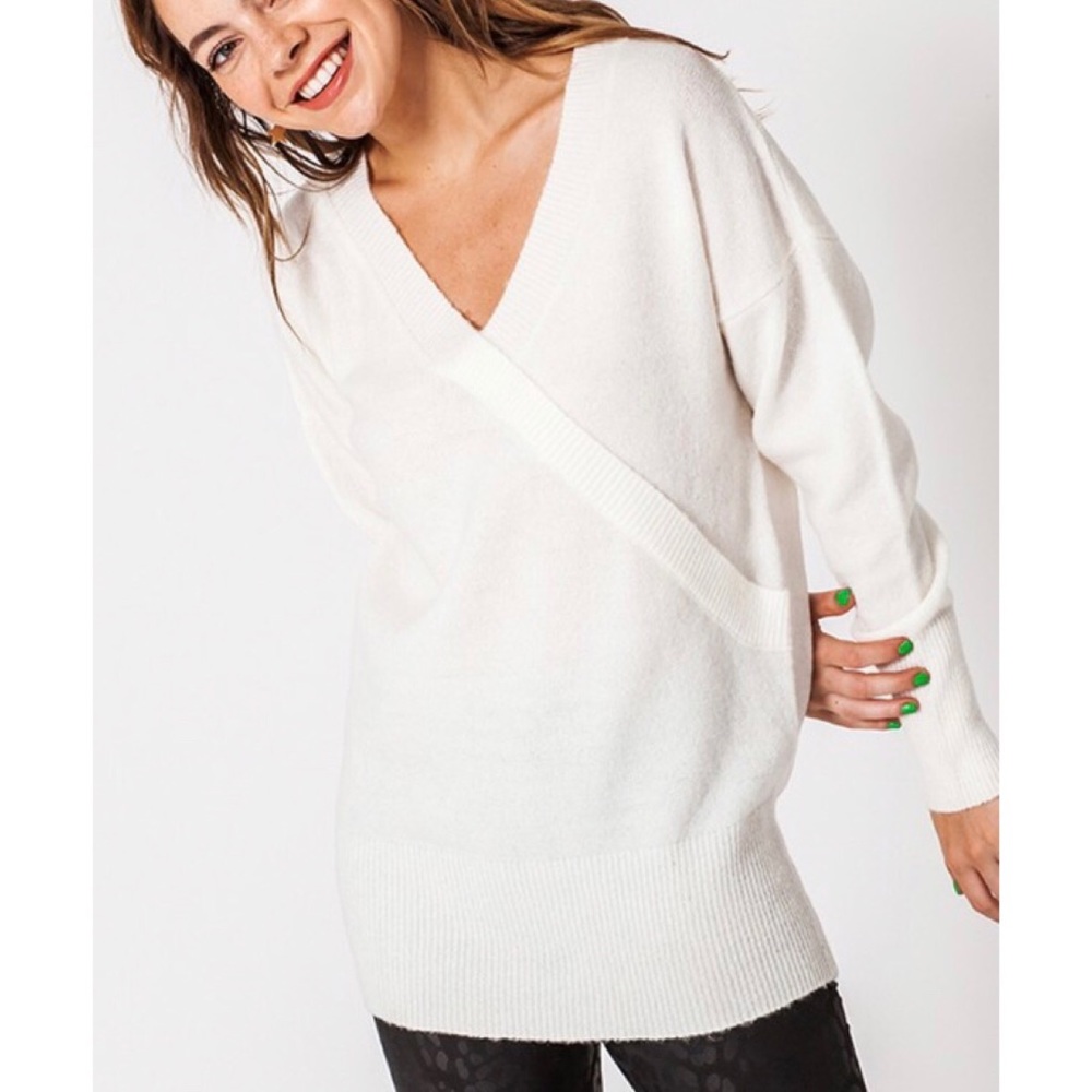 TEDDY Ultra Soft Surplice Sweater in IVORY - Picture 3 of 3